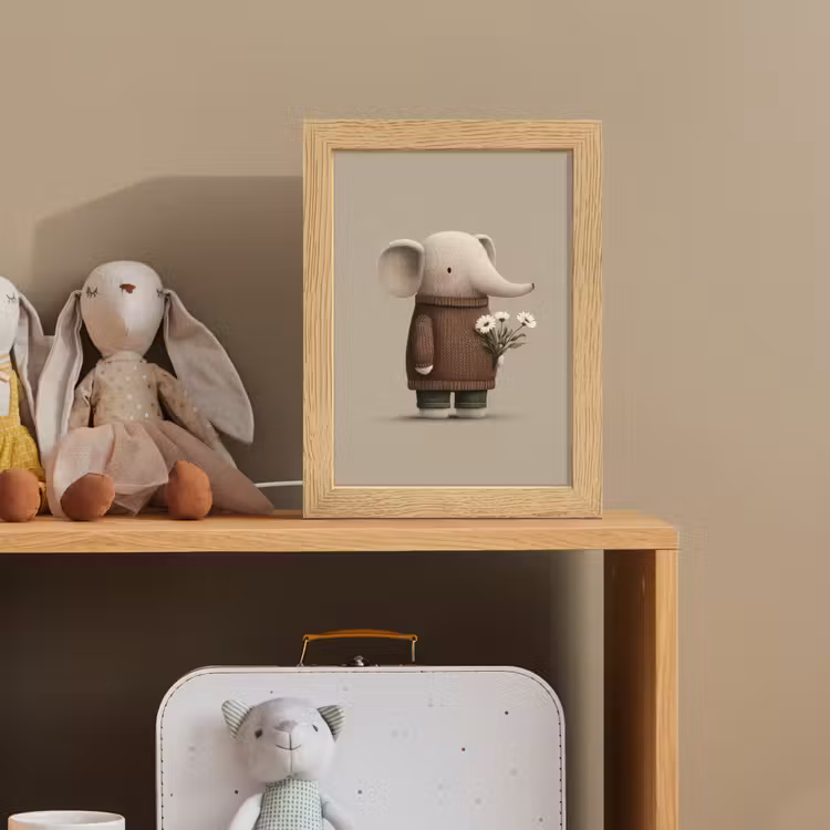 Olifant - Witte bloemen - Kindvriendelijk Light Box met kabel klein -sfeer2_kind