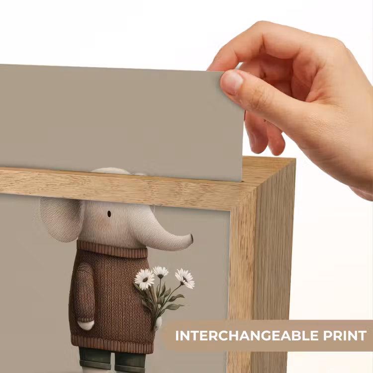 Olifant - Witte bloemen - Kindvriendelijk Light Box met kabel (Kinderlampje) klein -USP_websiteprintEN
