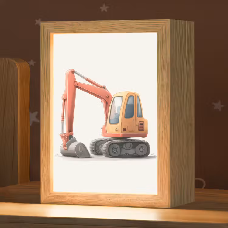 Graafmachine - Oranje - Illustratie - Minimalistisch Light Box met kabel (Kinderlampje) klein -zzz_3d_website