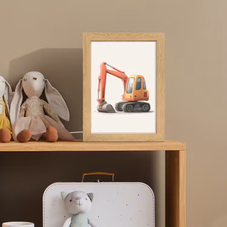 Graafmachine - Oranje - Illustratie - Minimalistisch Light Box met kabel (Kinderlampje) klein -sfeer2_kind