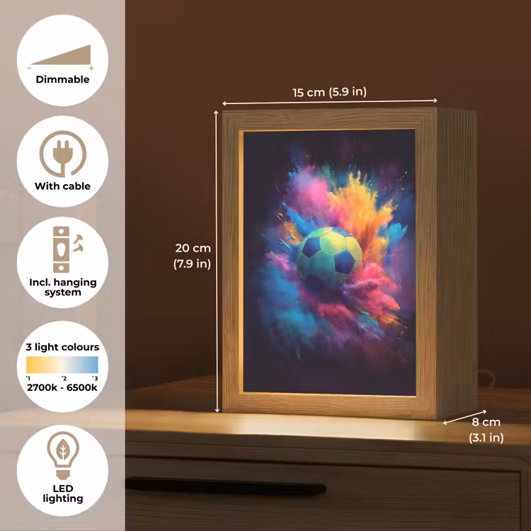 Explosie - Kleurrijk - Voetbal - Abstract Light Box met kabel (Kinderlampje) klein -USP_EN