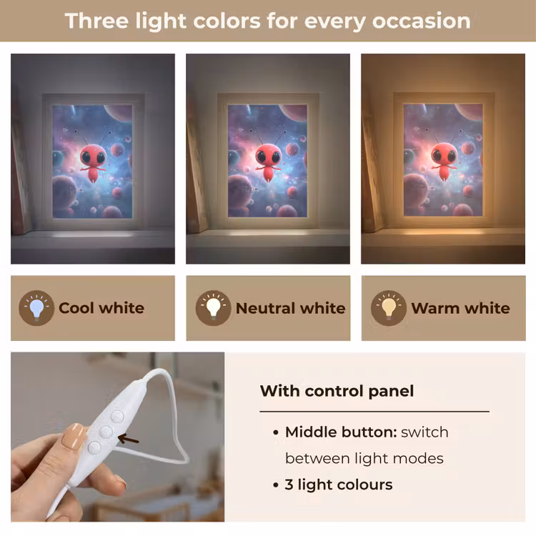 Buitenaards wezen - Rood - Planeten Light Box met kabel (Kinderlampje) klein -USP_lichtkleurEN