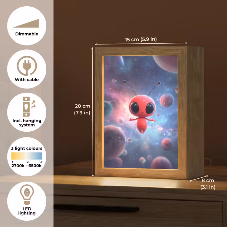 Buitenaards wezen - Rood - Planeten Light Box met kabel (Kinderlampje) klein -USP_EN