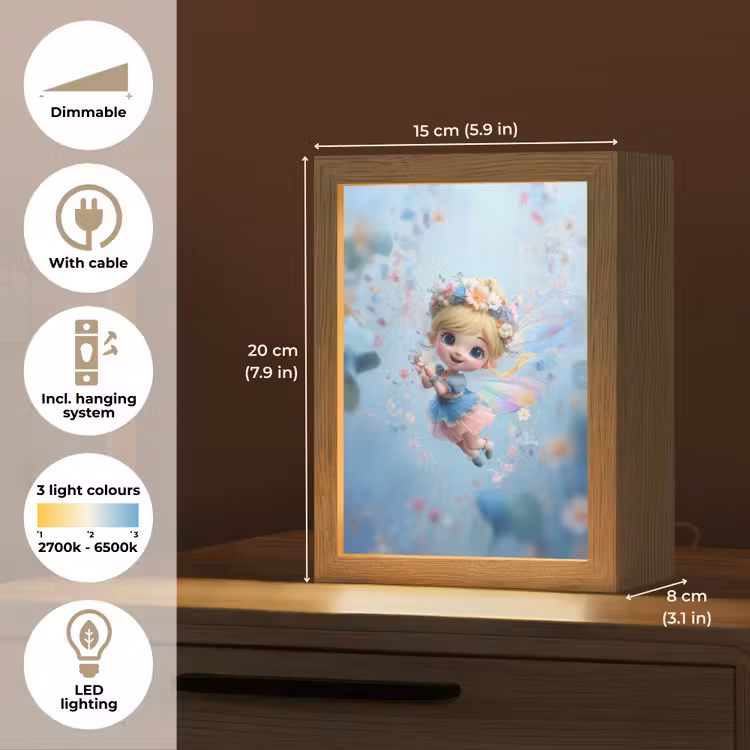 Fee - Bloemen - Sprookje - Blauw Light Box met kabel (Kinderlampje) klein -USP_EN