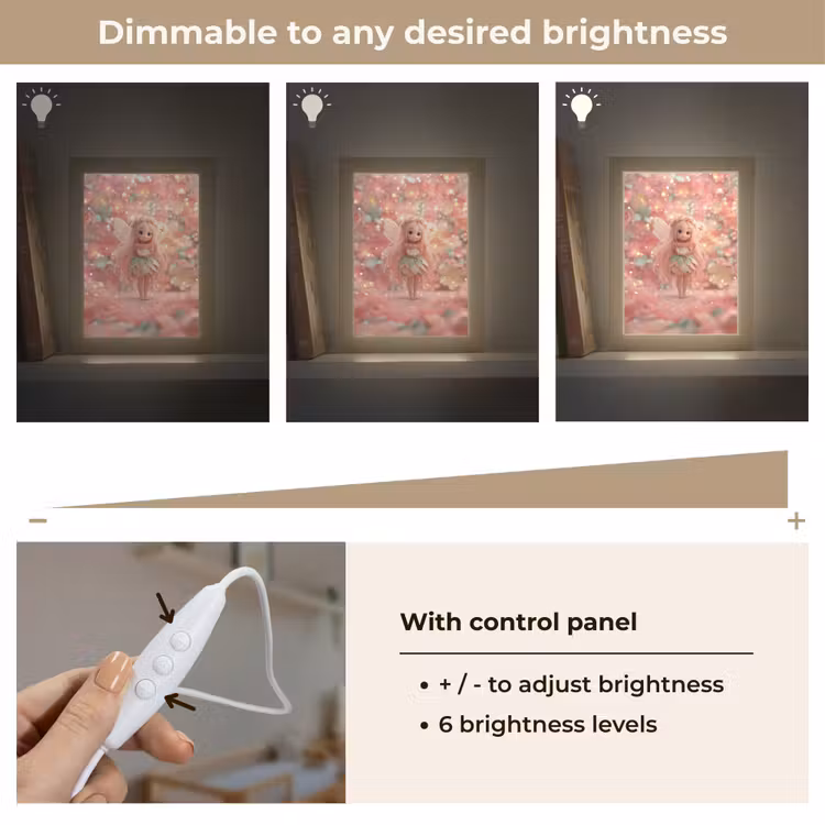 Fee - Bloemen - Roze Light Box met kabel (Kinderlampje) klein -USP_dimbaarEN