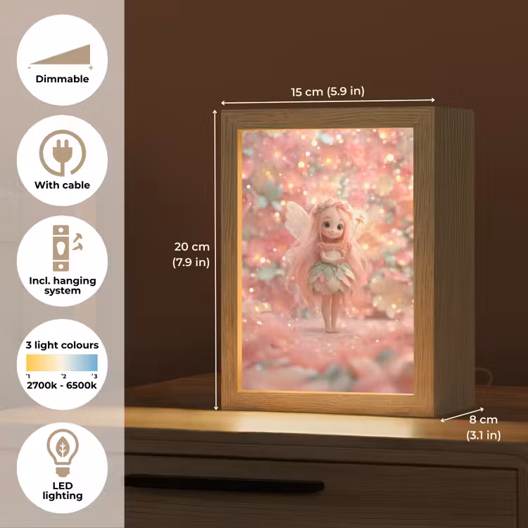 Fee - Bloemen - Roze Light Box met kabel (Kinderlampje) klein -USP_EN