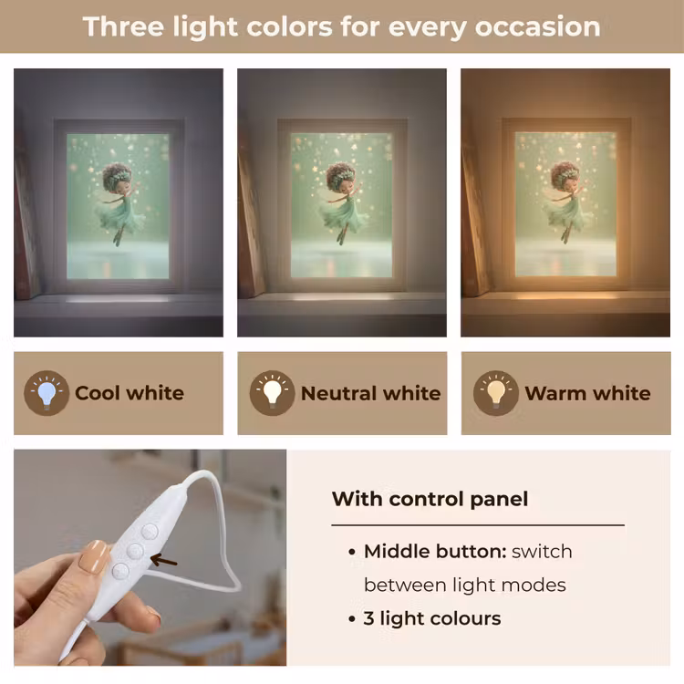 Fee - Groen - Sprookje - Sterren Light Box met kabel (Kinderlampje) klein -USP_lichtkleurEN