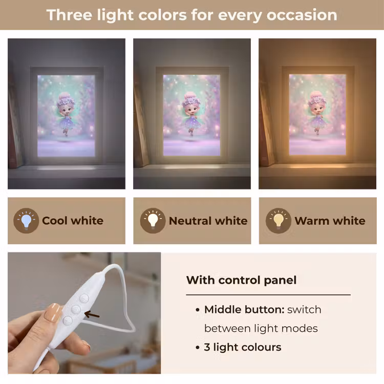 Fee - Paars - Sprookje Light Box met kabel (Kinderlampje) klein -USP_lichtkleurEN