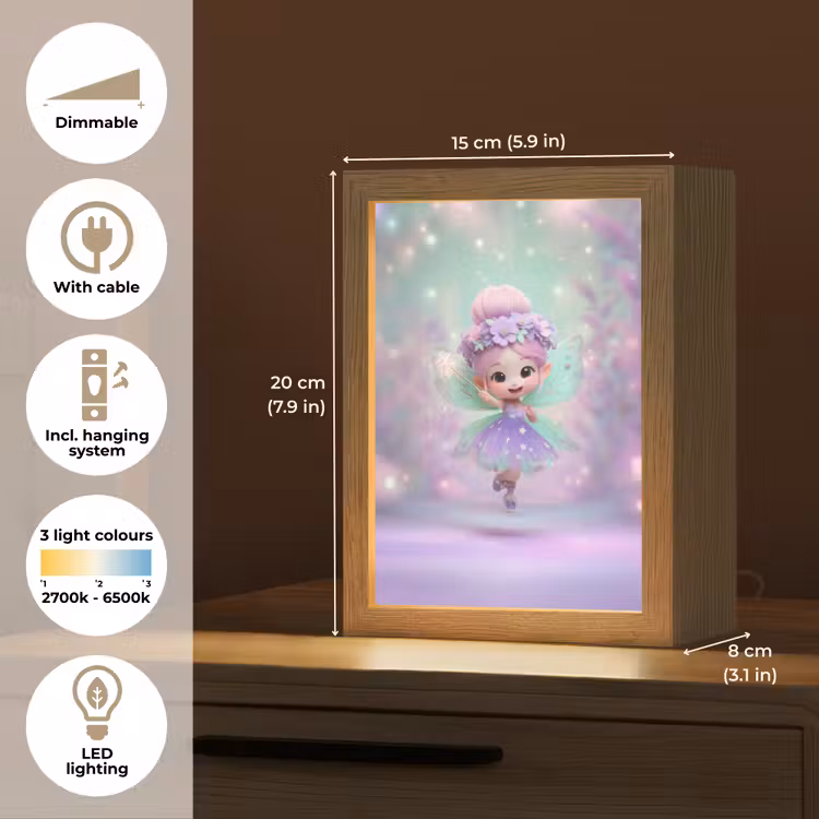 Fee - Paars - Sprookje Light Box met kabel (Kinderlampje) klein -USP_EN