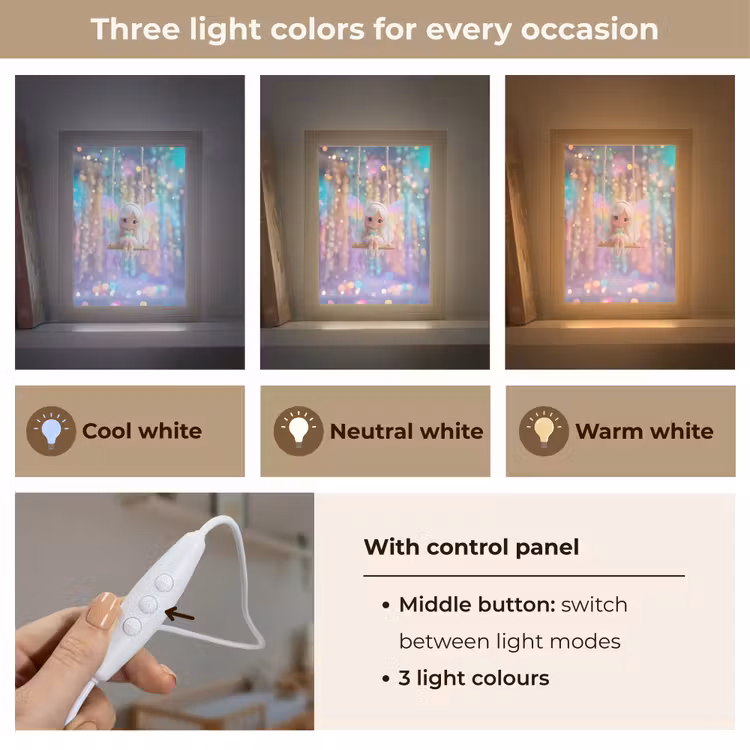 Fee - Schommel - Paars - Glinsters Light Box met kabel (Kinderlampje) klein -USP_lichtkleurEN