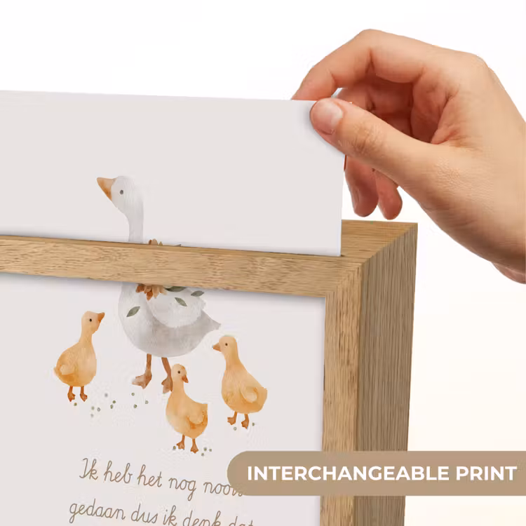 Boerderij dieren - Eend - Quote - 'Ik heb het nog nooit gedaan dus ik denk dat ik het wel kan!' Light Box met kabel (Kinderlampje) klein -USP_websiteprintEN