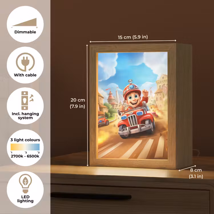 Brandweer - Jongens - Kinderen - Auto Light Box met kabel (Kinderlampje) klein -USP_EN