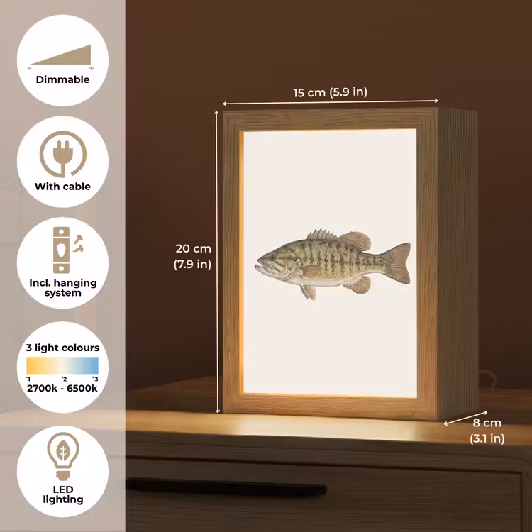 Vissen - Natuur - Vintage Light Box met kabel (Kinderlampje) klein -USP_EN