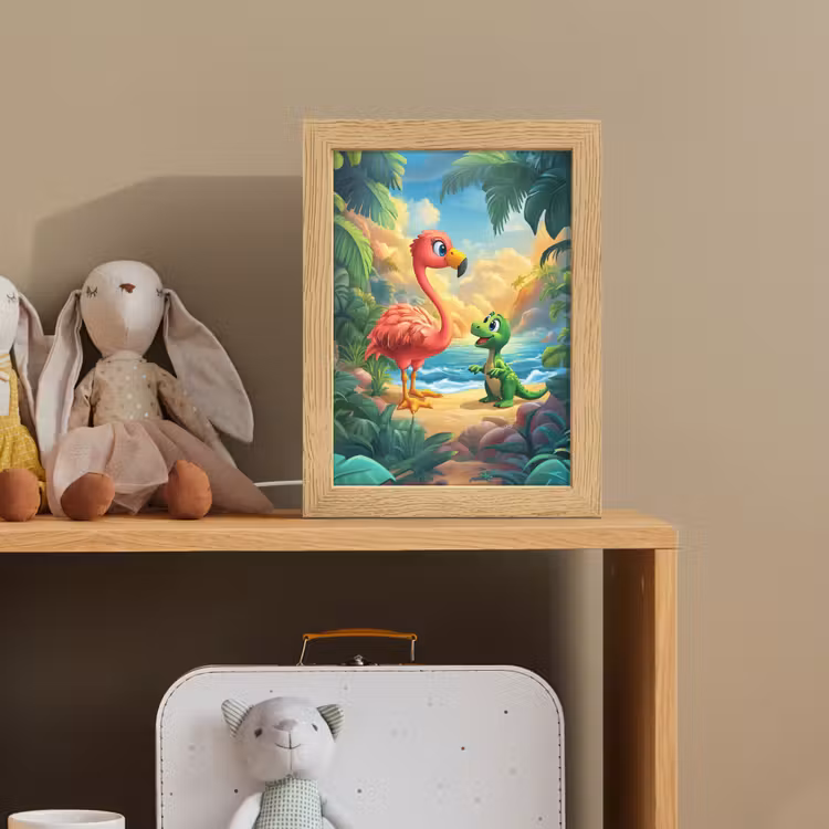Flamingo - Dinosaurus - Strand - Kleurrijk Light Box met kabel klein -sfeer2_kind