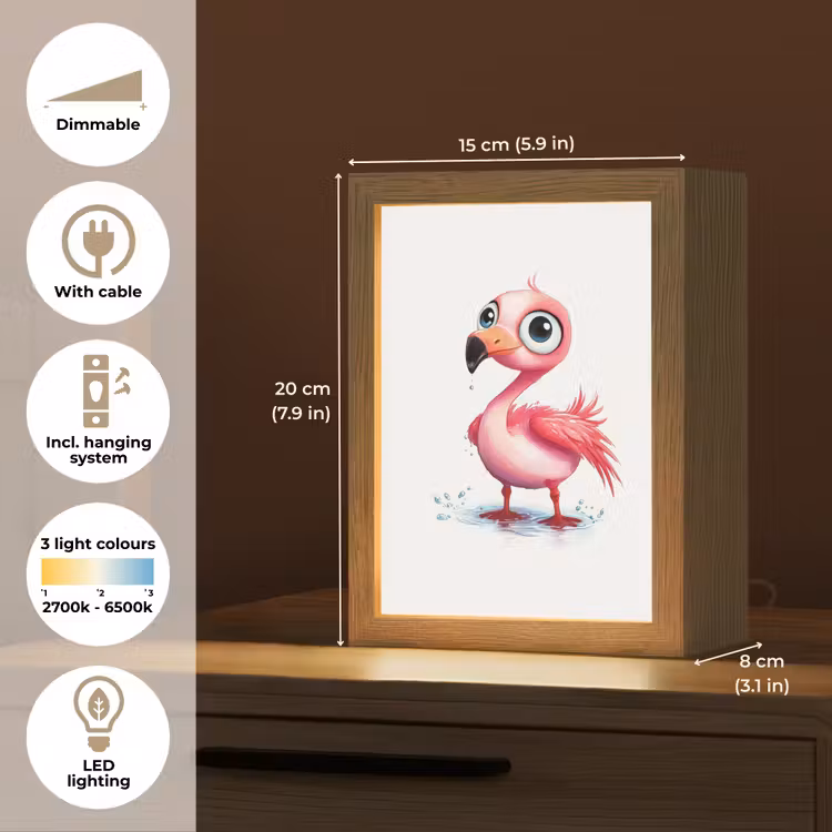 Flamingo - Roze - Water Light Box met kabel (Kinderlampje) klein -USP_EN