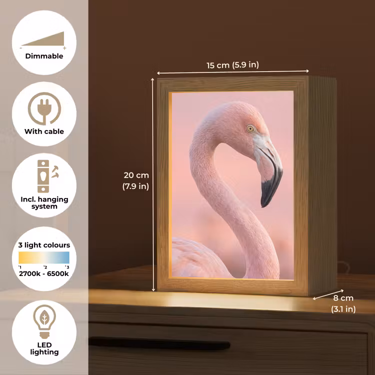 Flamingo - Portret - Roze Light Box met kabel (Kinderlampje) klein -USP_EN