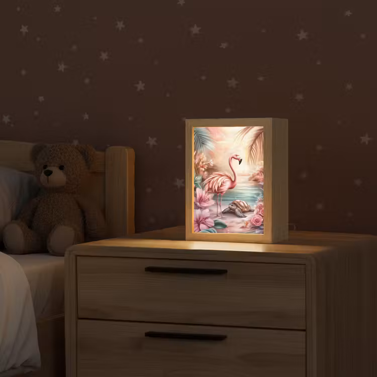 Flamingo - Schildpad - Roze Light Box met kabel klein -sfeer1_kind