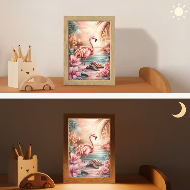 Flamingo - Schildpad - Roze Light Box met kabel klein -sfeer3_kind