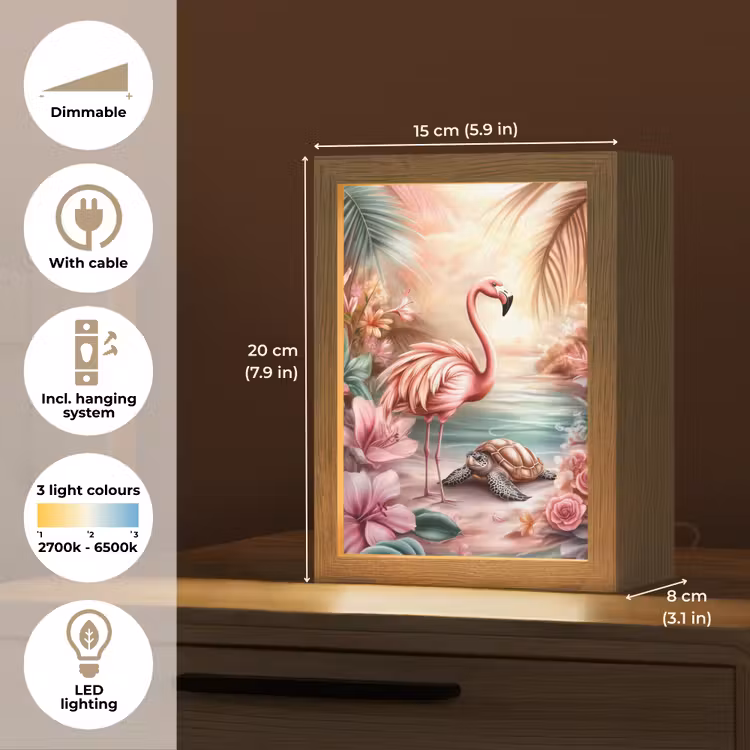 Flamingo - Schildpad - Roze Light Box met kabel (Kinderlampje) klein -USP_EN