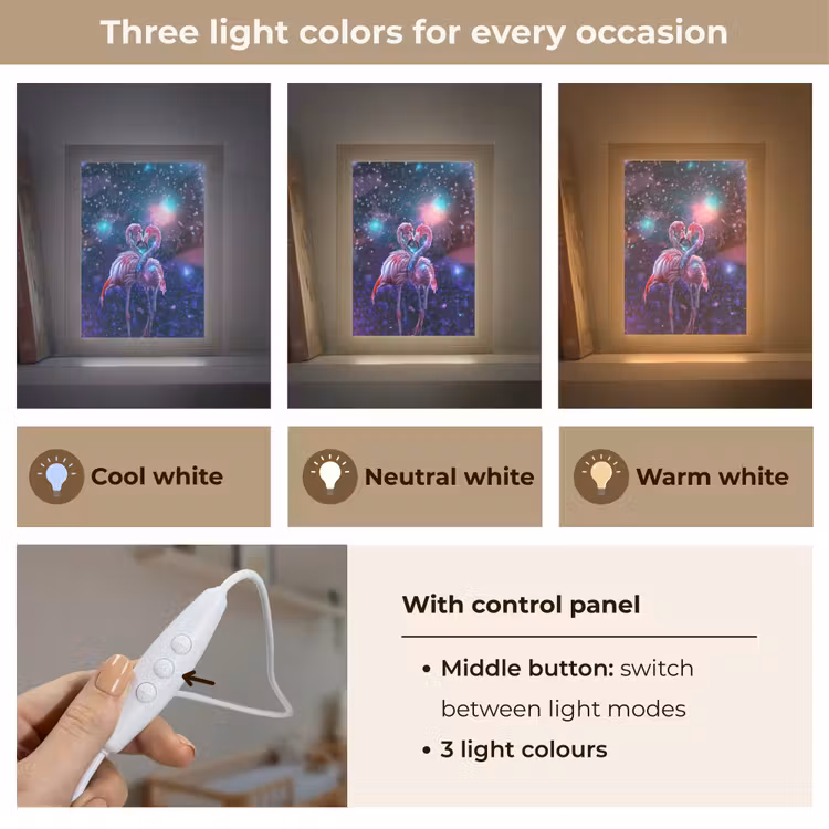 Flamingo's - Dieren - Ruimte - Galaxy Light Box met kabel (Kinderlampje) klein -USP_lichtkleurEN