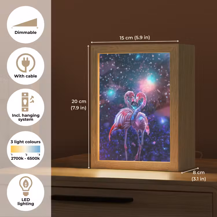 Flamingo's - Dieren - Ruimte - Galaxy Light Box met kabel (Kinderlampje) klein -USP_EN