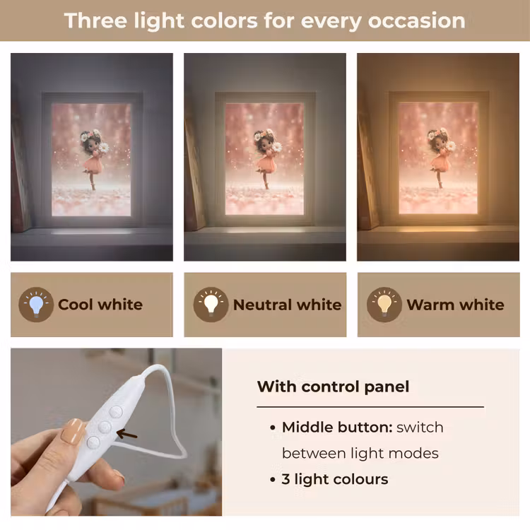Bloemenfee - Roze - Meisje Light Box met kabel (Kinderlampje) klein -USP_lichtkleurEN