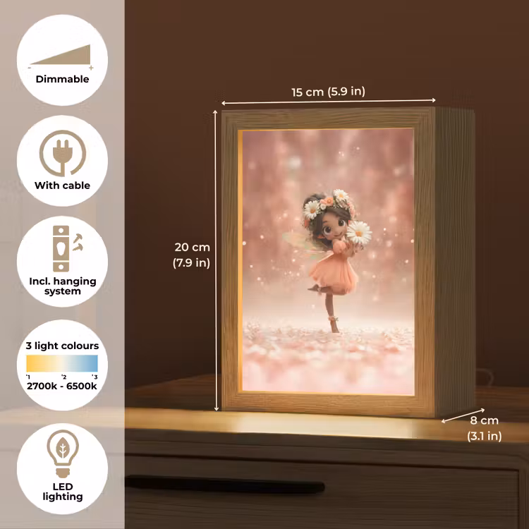 Bloemenfee - Roze - Meisje Light Box met kabel (Kinderlampje) klein -USP_EN