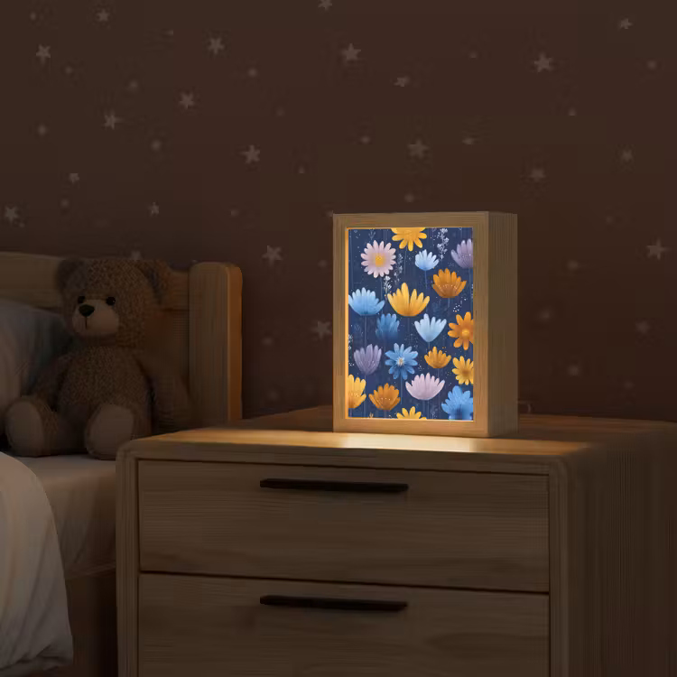 Bloemen - Patroon - Blauw - Contrast Light Box met kabel klein -sfeer1_kind