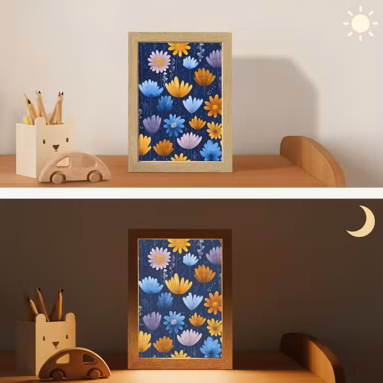 Bloemen - Patroon - Blauw - Contrast Light Box met kabel klein -sfeer3_kind