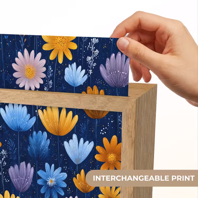 Bloemen - Patroon - Blauw - Contrast Light Box met kabel (Kinderlampje) klein -USP_websiteprintEN