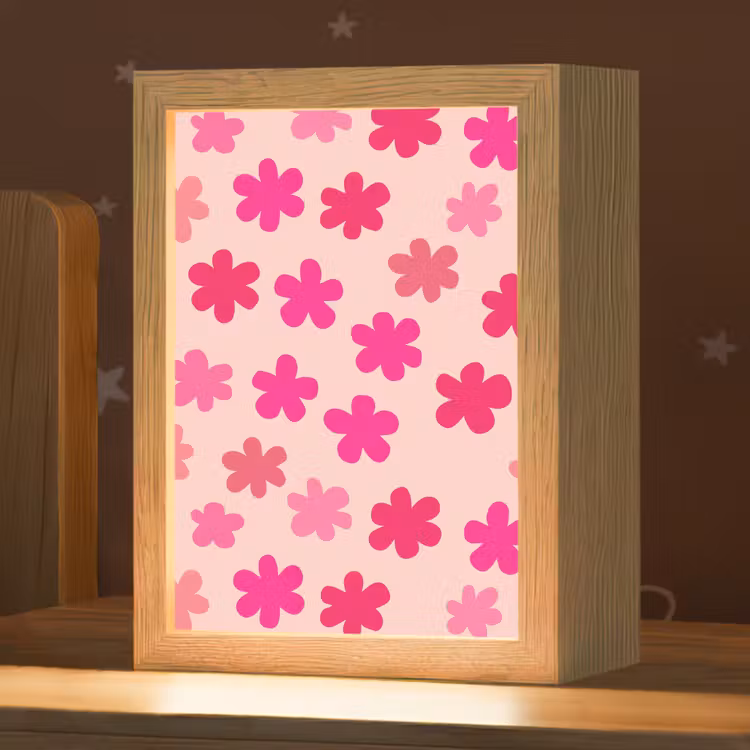 Bloemen - Patroon - Roze Light Box met kabel klein -zzz_3d_website