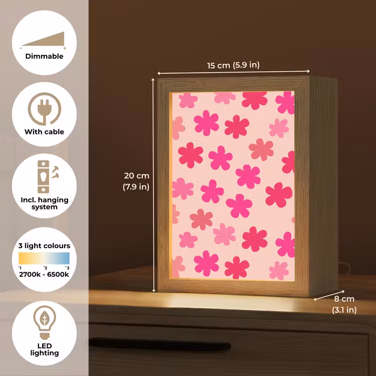 Bloemen - Patroon - Roze Light Box met kabel (Kinderlampje) klein -USP_EN