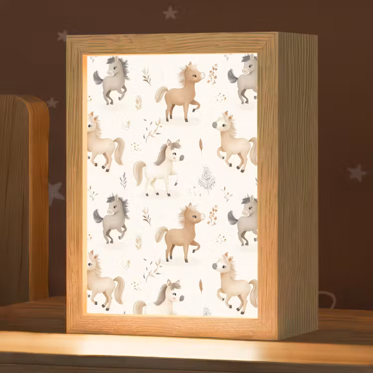 Veulens - Paard - Patroon - Beige Light Box met kabel klein -zzz_3d_website