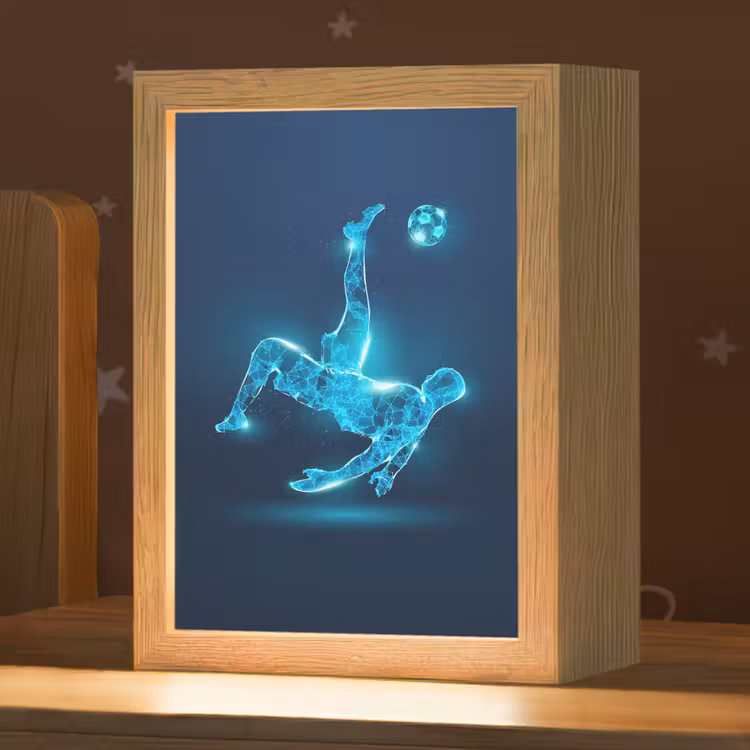 Voetballer - Blauw - Neon Light Box met kabel klein -zzz_3d_website