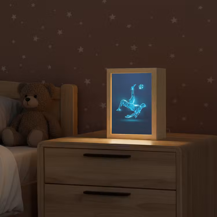 Voetballer - Blauw - Neon Light Box met kabel klein -sfeer1_kind