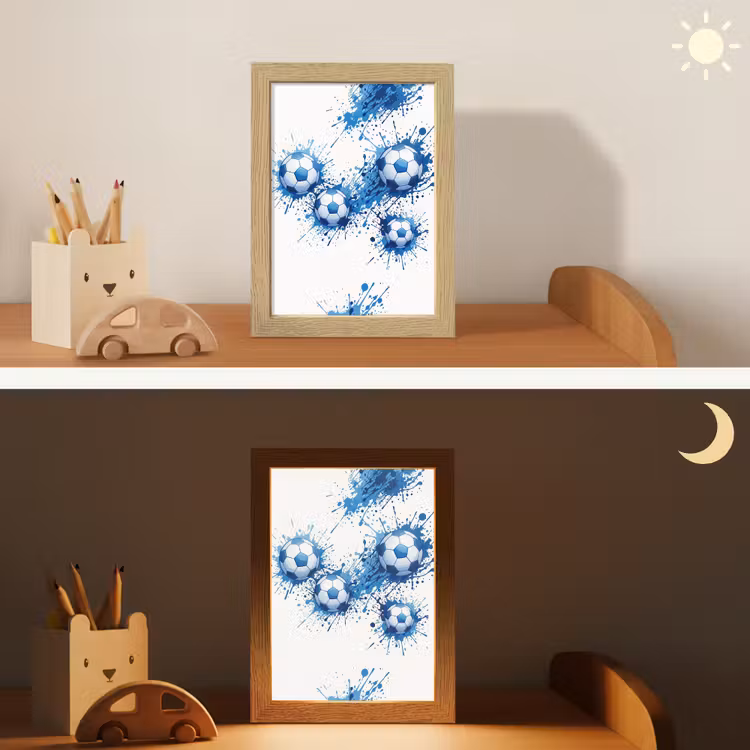 Voetballen - Verf - Sport - Blauw Light Box met kabel (Kinderlampje) klein -sfeer3_kind
