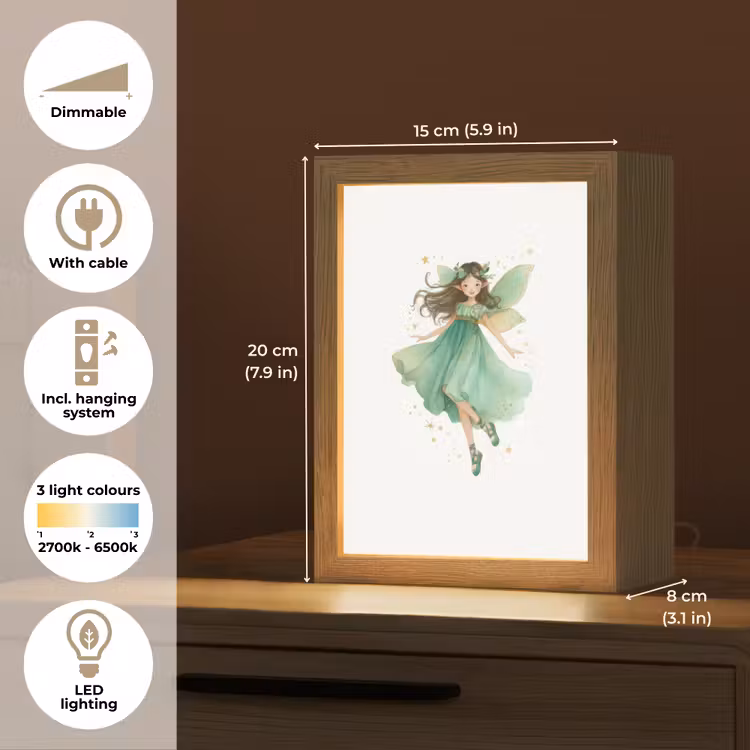 Bosfee - Groen - Sprookje Light Box met kabel (Kinderlampje) klein -USP_EN