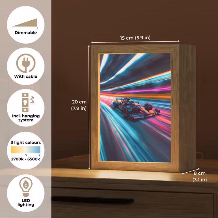 Formule 1 - Auto - Race - Jongens - Kleurrijk Light Box met kabel (Kinderlampje) klein -USP_EN