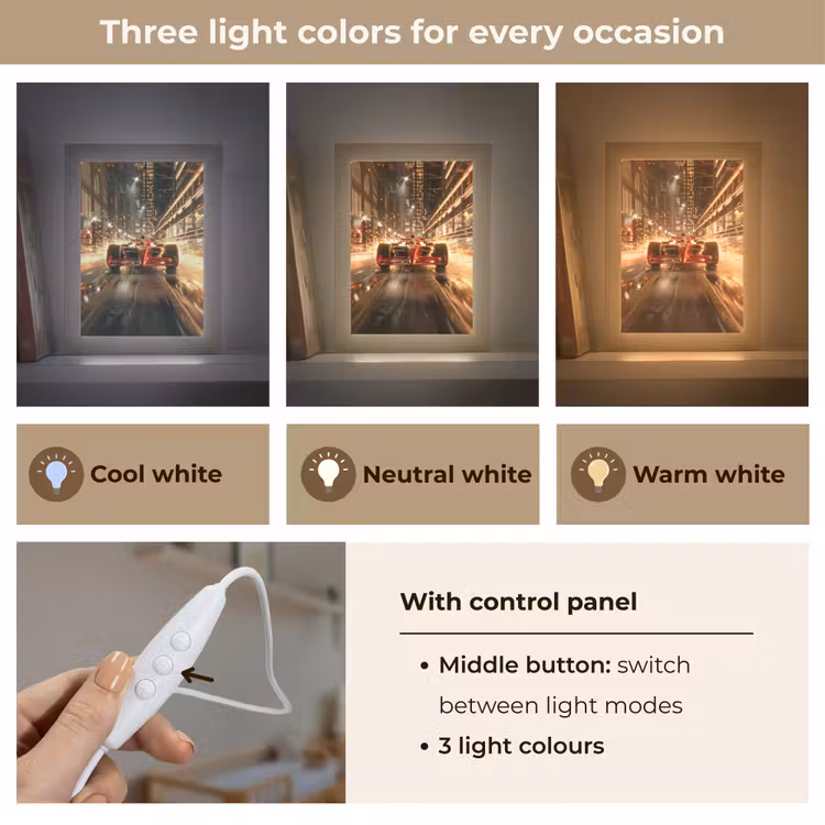 Formule 1 - Auto - Race - Goud - Jongens Light Box met kabel (Kinderlampje) klein -USP_lichtkleurEN