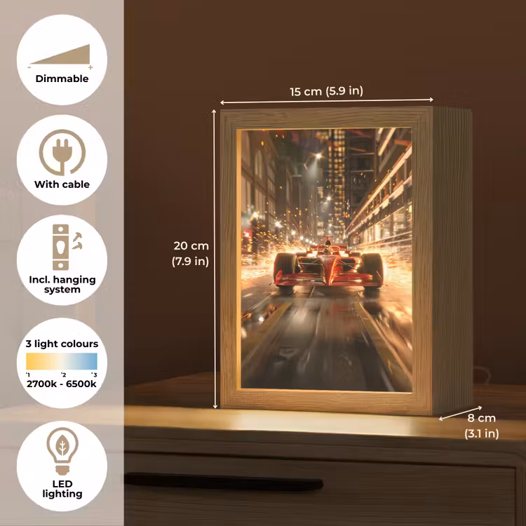 Formule 1 - Auto - Race - Goud - Jongens Light Box met kabel (Kinderlampje) klein -USP_EN
