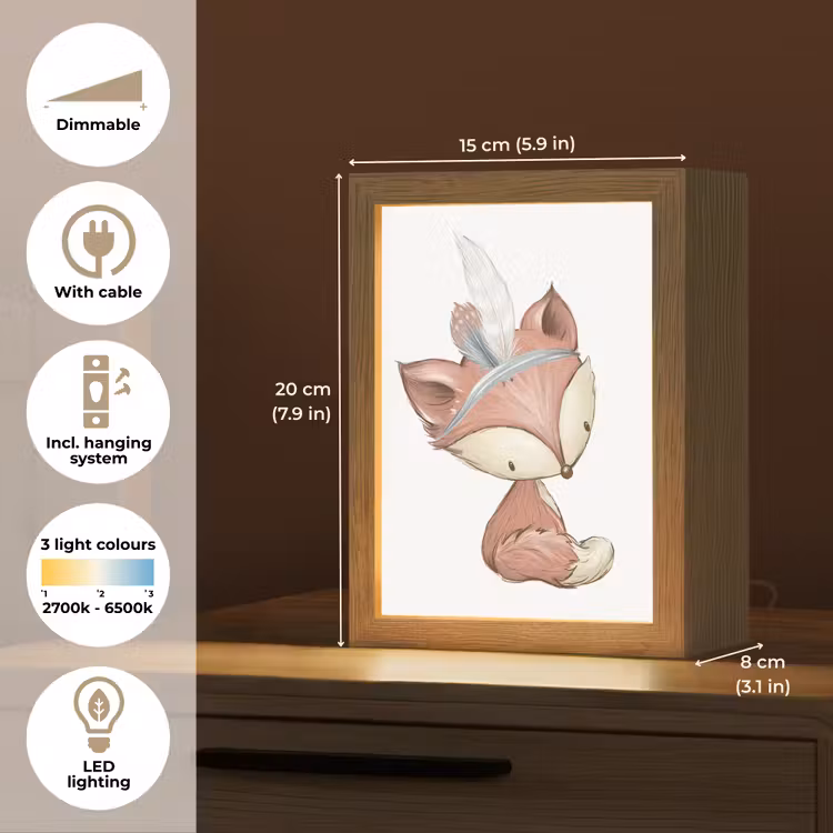 Vos - Dier - Bosdieren Light Box met kabel (Kinderlampje) klein -USP_EN