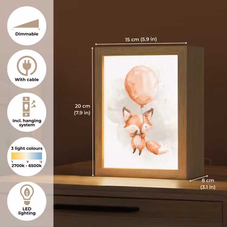 Vos - Pastel kleuren - Dier Light Box met kabel (Kinderlampje) klein -USP_EN