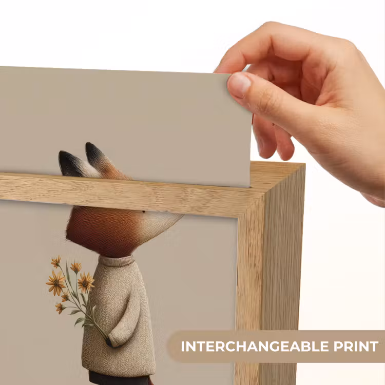 Vos - Gele bloemen - Minimalistisch Light Box met kabel (Kinderlampje) klein -USP_websiteprintEN