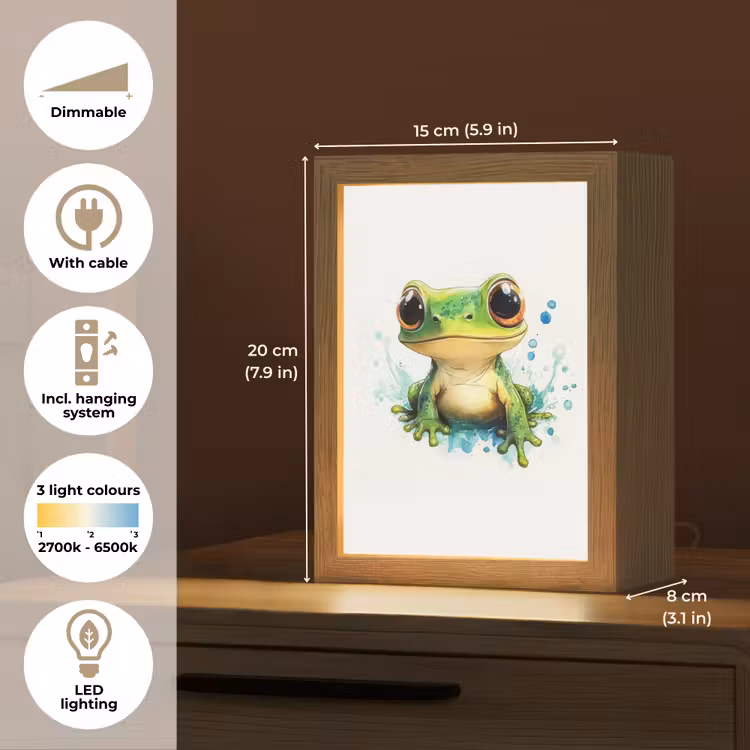 Kikker - Groen - Water - Dieren Light Box met kabel (Kinderlampje) klein -USP_EN