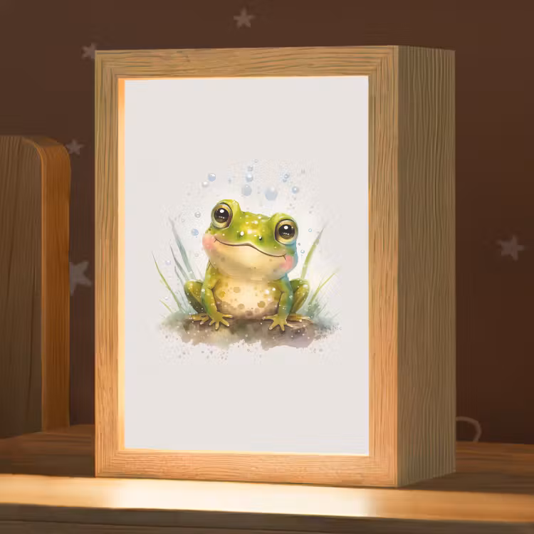 Kikker - Groen - Waterverf - Dieren - Jongen - Meisje Light Box met kabel klein -zzz_3d_website