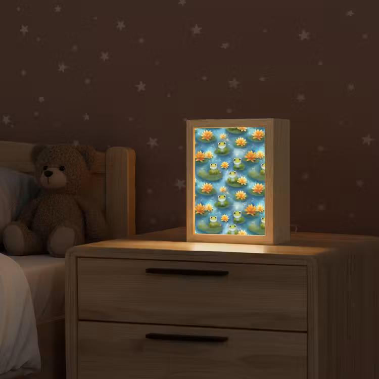Kikker - Lelies - Groen Light Box met kabel (Kinderlampje) klein 904 -sfeer1_kind