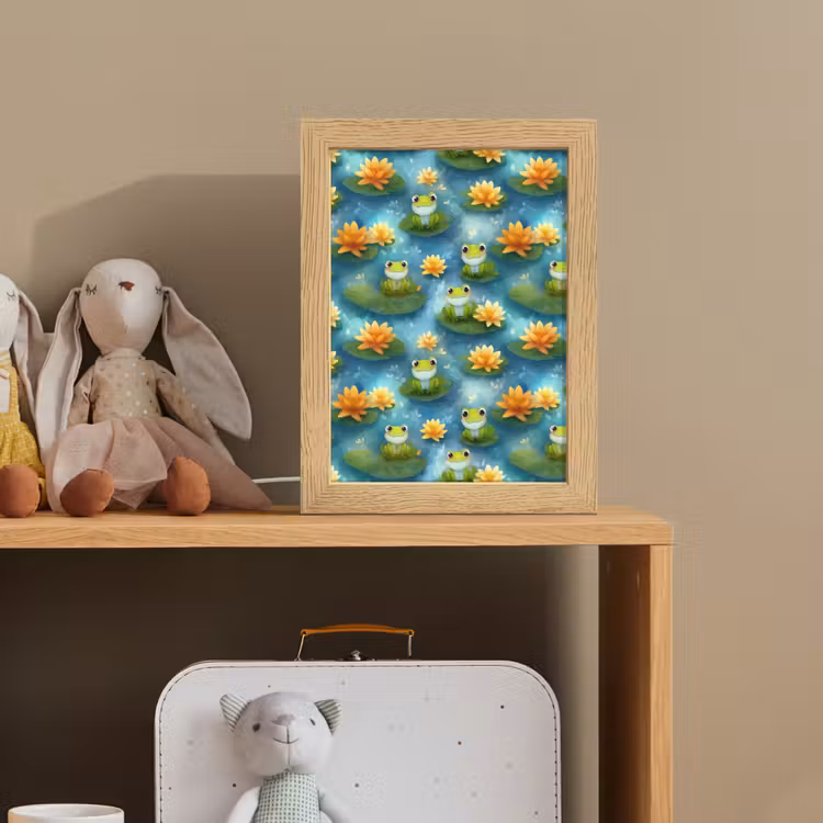 Kikker - Lelies - Groen Light Box met kabel (Kinderlampje) klein 904 -sfeer2_kind