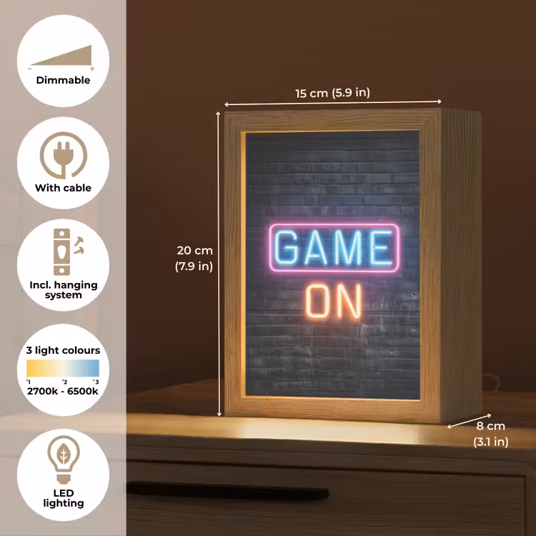 Game on - Neon - Muur Light Box met kabel (Kinderlampje) klein -USP_EN