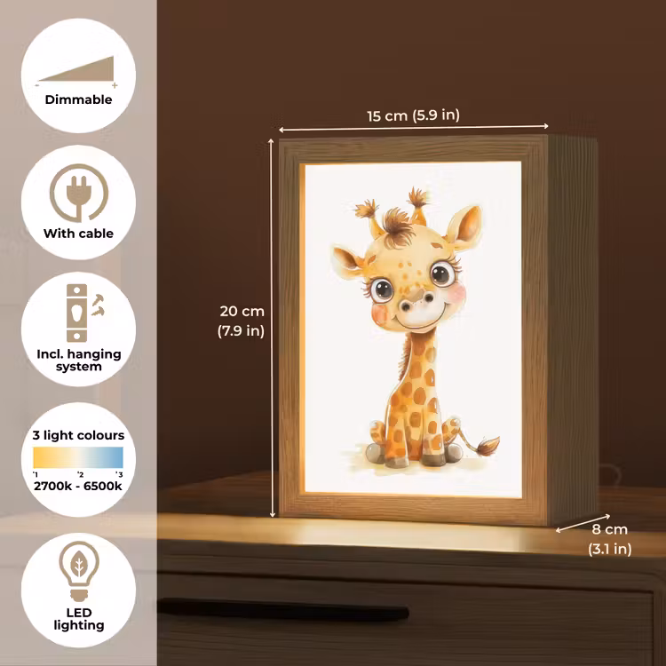 Giraf - Baby dier - Wilde dieren Light Box met kabel (Kinderlampje) klein -USP_EN