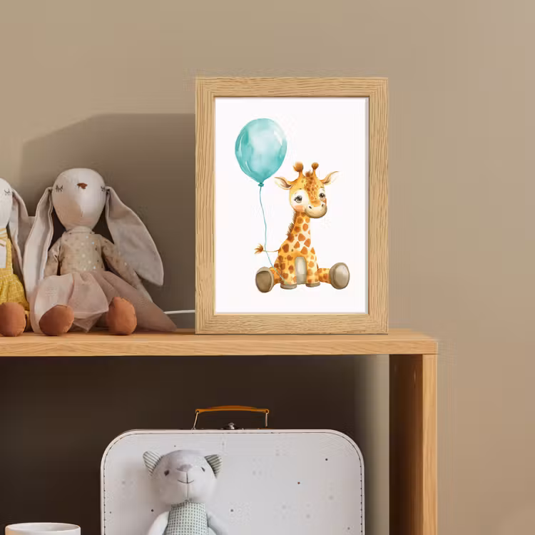 Giraf - Baby - Dieren - Blauwe ballon Light Box met kabel klein -sfeer2_kind